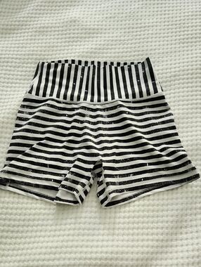 Black & White Striped Athletic Shorts